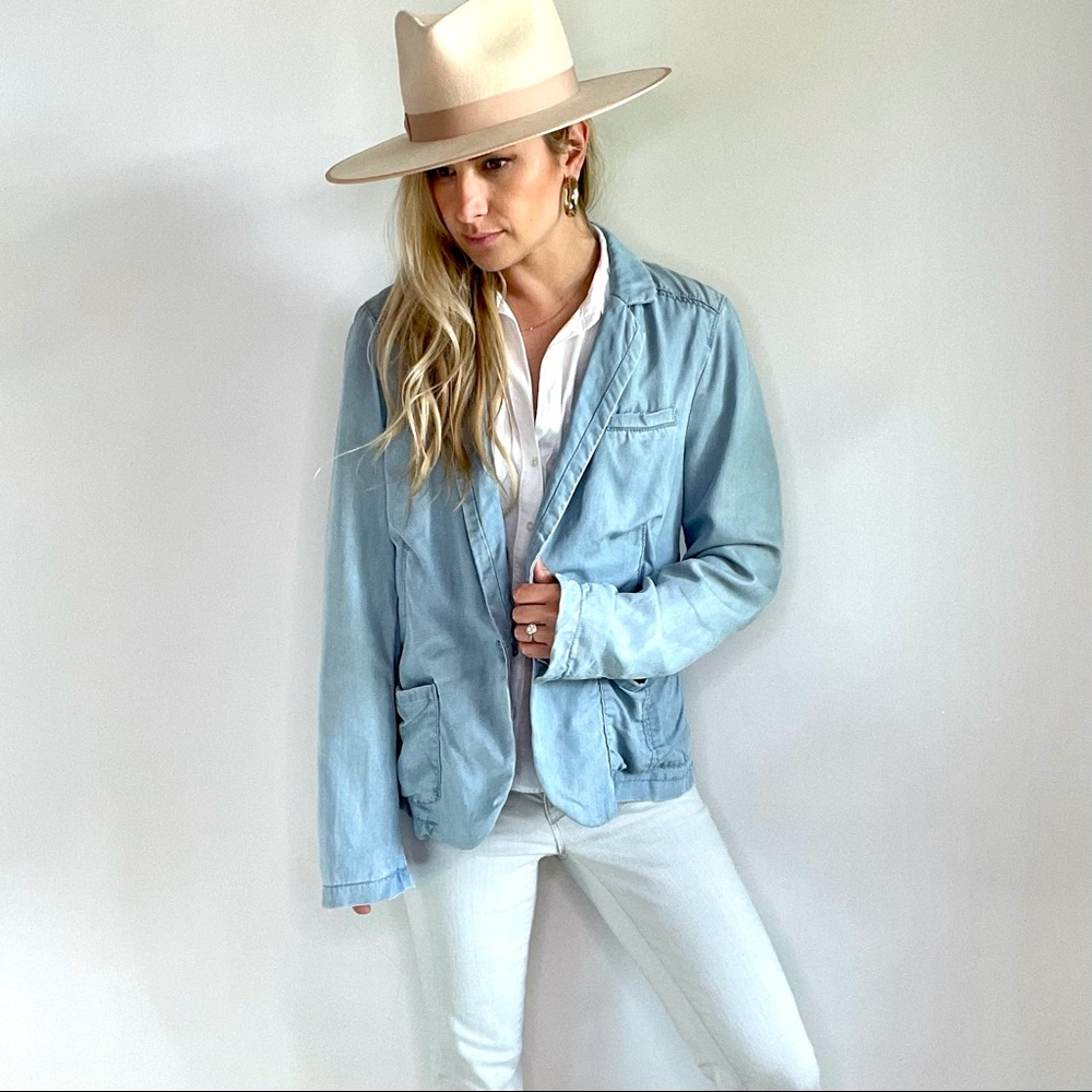 Anthropologie Blue Soft Denim Blazer Large
